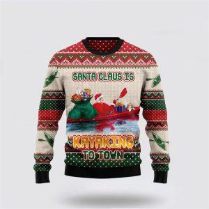 Santa Claus Sweater, Santa Claus Is Kayaking&hellip;