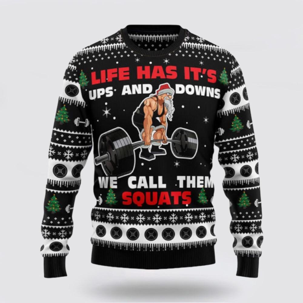 Santa Claus Sweater, Santa Claus Love Gym Ugly Sweater, Funny Santa Sweaters, Santa Claus Outfit History