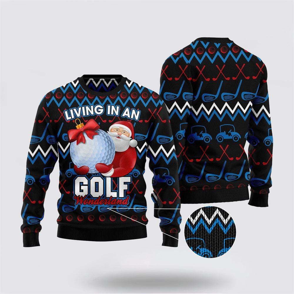 Santa Claus Sweater, Santa Clause Golf Wonderland Ugly Christmas Sweater, Santa Claus Outfit History