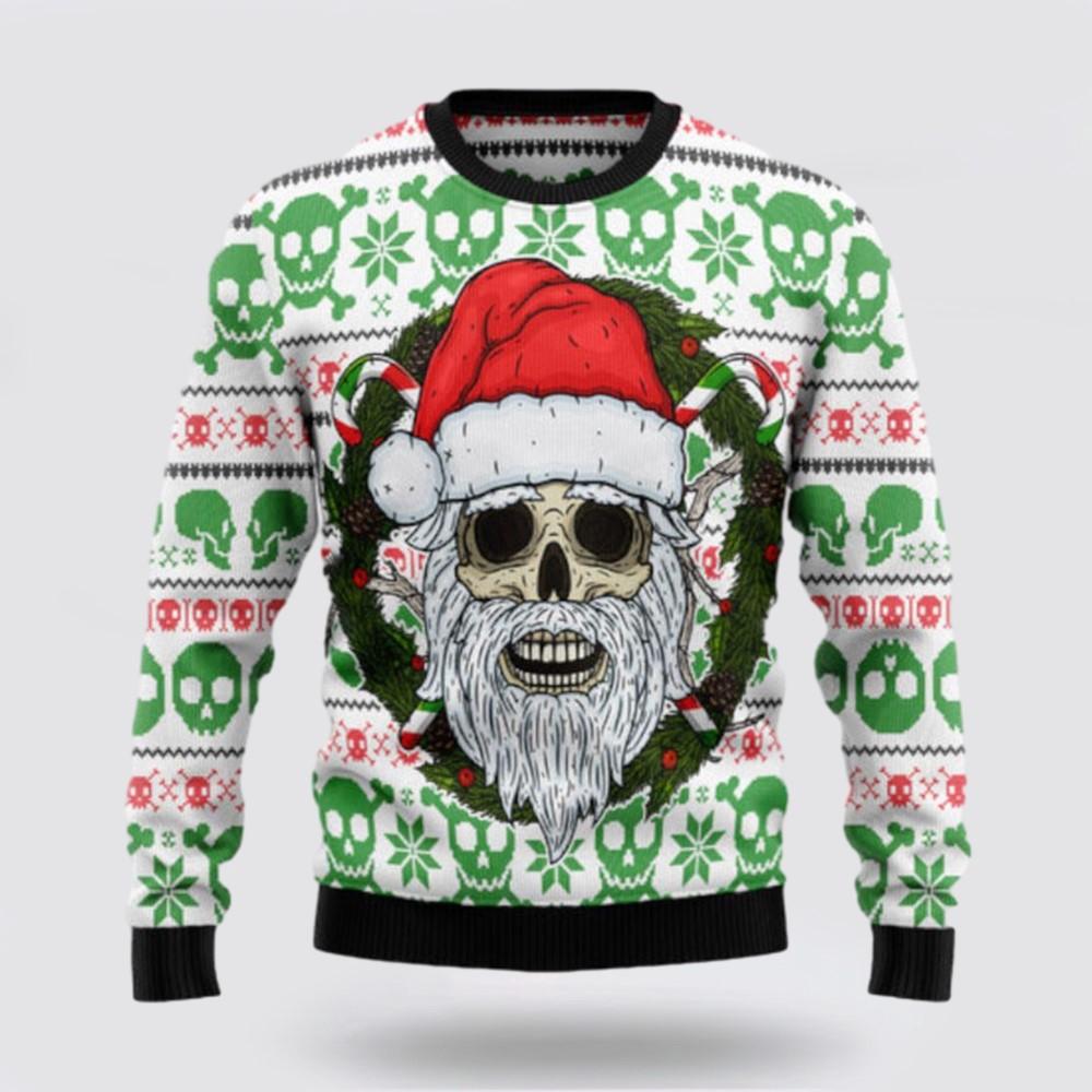 Santa Claus Sweater, Skull Santa Clause Ugly Sweater, Funny Santa Sweaters, Santa Claus Outfit History