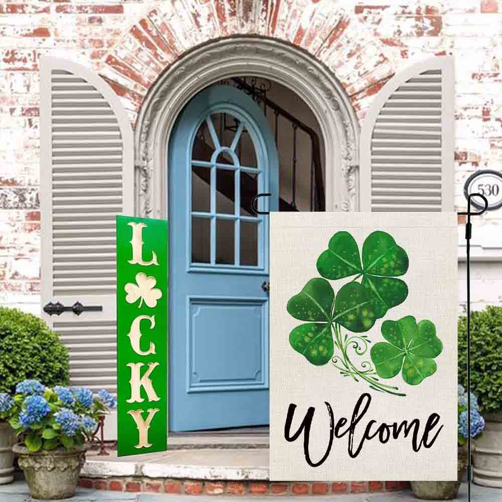 St Patrick’s Day Flag, Three Lucky Clovers Lucky Gift For St Patrick’s Day, St Patrick’s Day Garden Flag