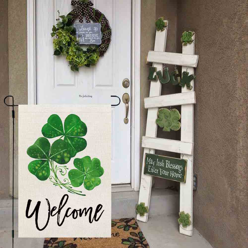St Patrick’s Day Flag, Three Lucky Clovers Lucky Gift For St Patrick’s Day, St Patrick’s Day Garden Flag