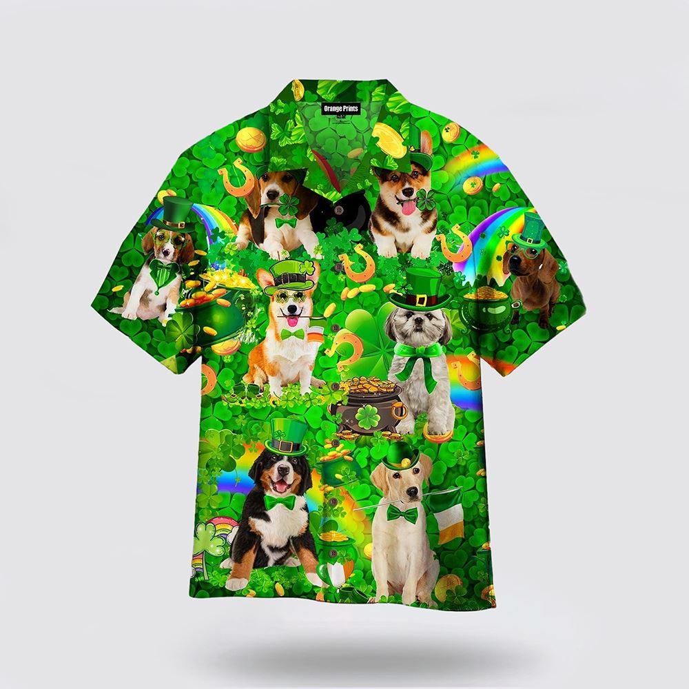 St Patrick’s Day Hawaiian Shirt, Dog Love Irish Patricks Day Hawaiian Shirt, St Patricks Day Shirts