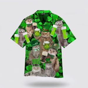 St Patrick’s Day Hawaiian Shirt, Happy Cats St Patricks Day Hawaiian Shirt, St Patricks Day Shirts