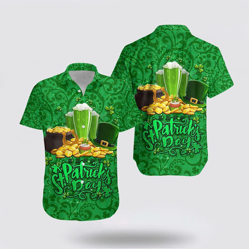 St Patrick’s Day Hawaiian Shirt, Ireland Happy Saint Patrick’s Day Hawaiian Shirt With Shamrock, St Patricks Day Shirts