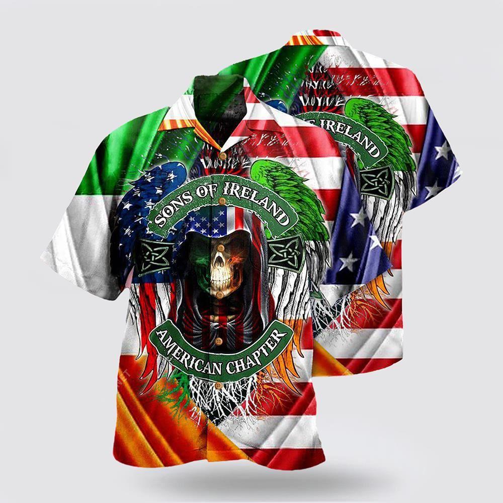 St Patrick’s Day Hawaiian Shirt, Irish Son Of Ireland American Chapter Saint Patricks Day Hawaiian Shirt, St Patricks Day Shirts