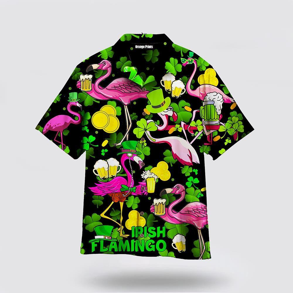 St Patrick’s Day Hawaiian Shirt, Pink Flamingo And Beer St Patricks Day Hawaiian Shirt, St Patricks Day Shirts