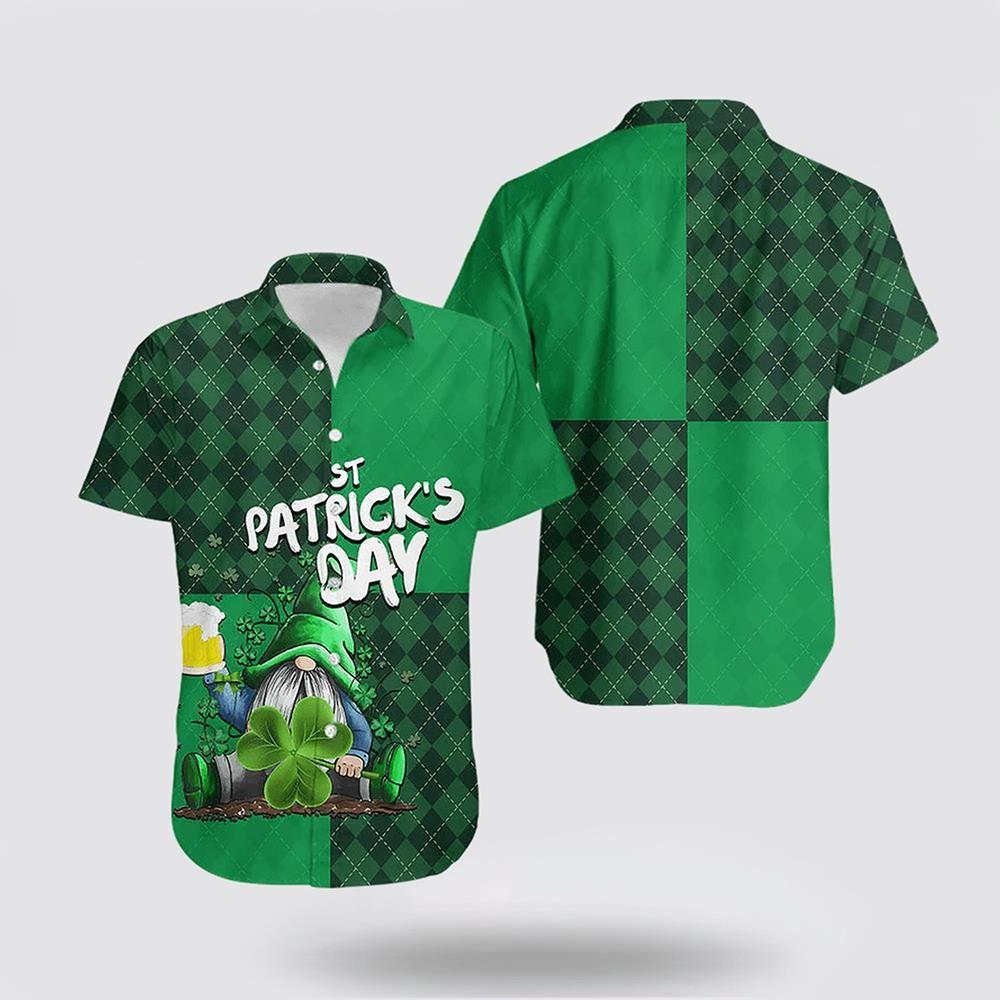 St Patrick’s Day Hawaiian Shirt, St Patrick’s DayGnome Drinking Beer Hawaiian Shirt, St Patricks Day Shirts