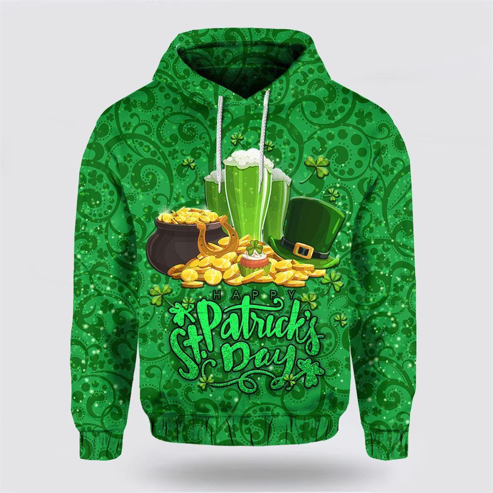 St Patrick’s Day Hoodie, Custom Ireland Happy Saint Patricks Day Hoodie With Shamrock, St Patricks Day Shirts