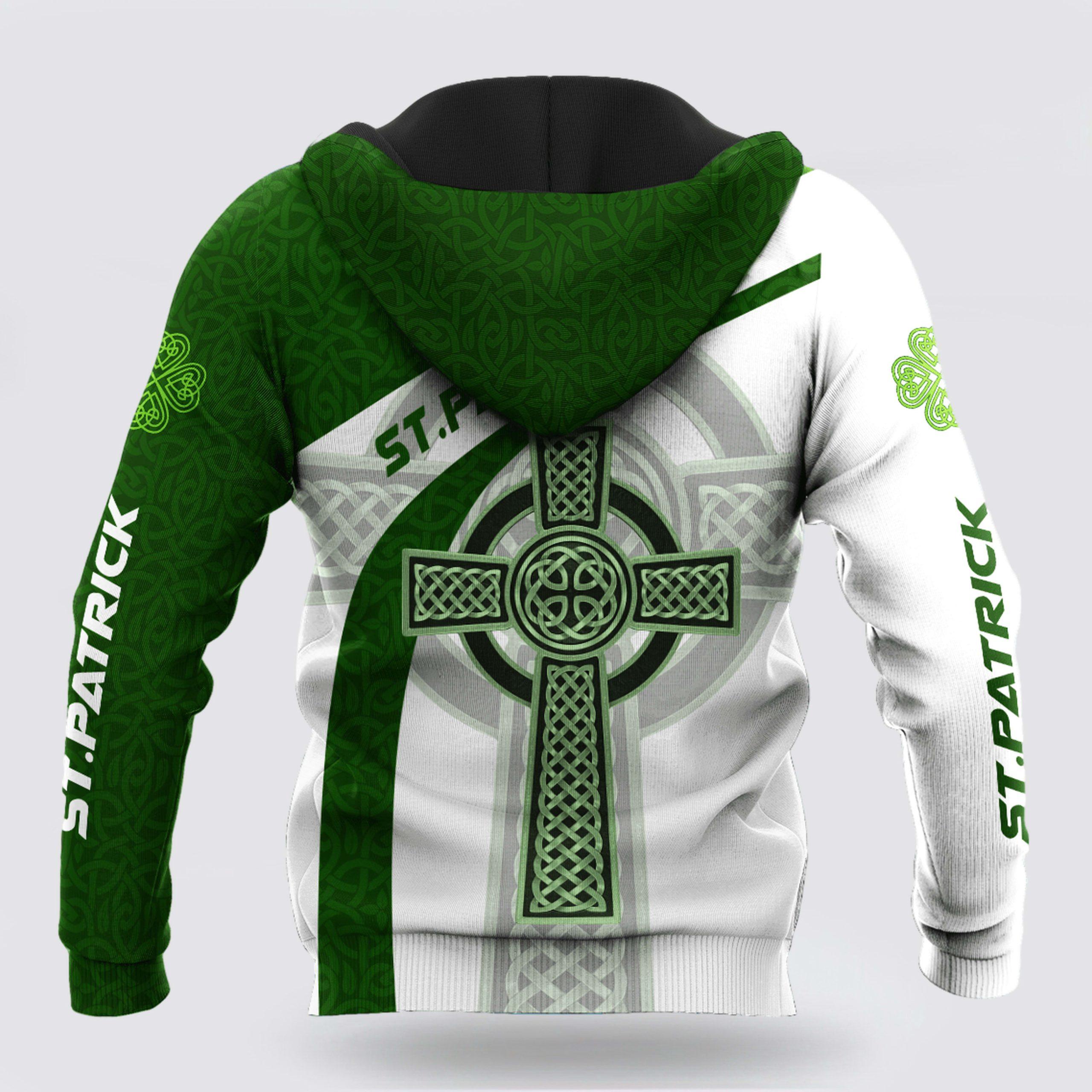 St Patrick’s Day Hoodie, Irish Celtic Knot Cross St Patricks Day 3D Design Print Shirts, St Patricks Day Shirts