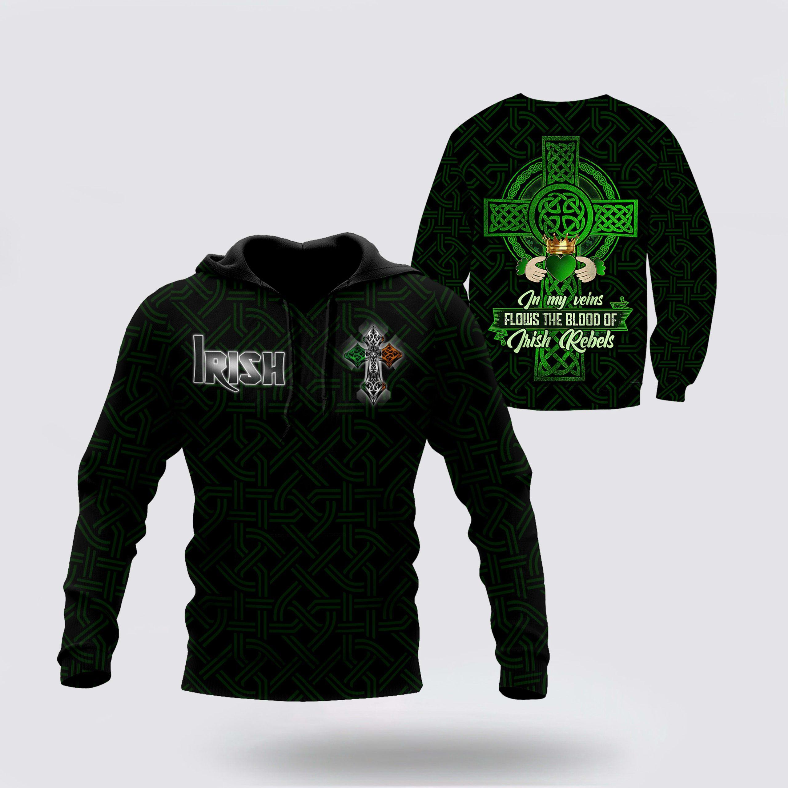 St Patrick’s Day Hoodie, Irish St Patricks Day All Over Print 3D Hoodie Shirt For Men, St Patricks Day Shirts