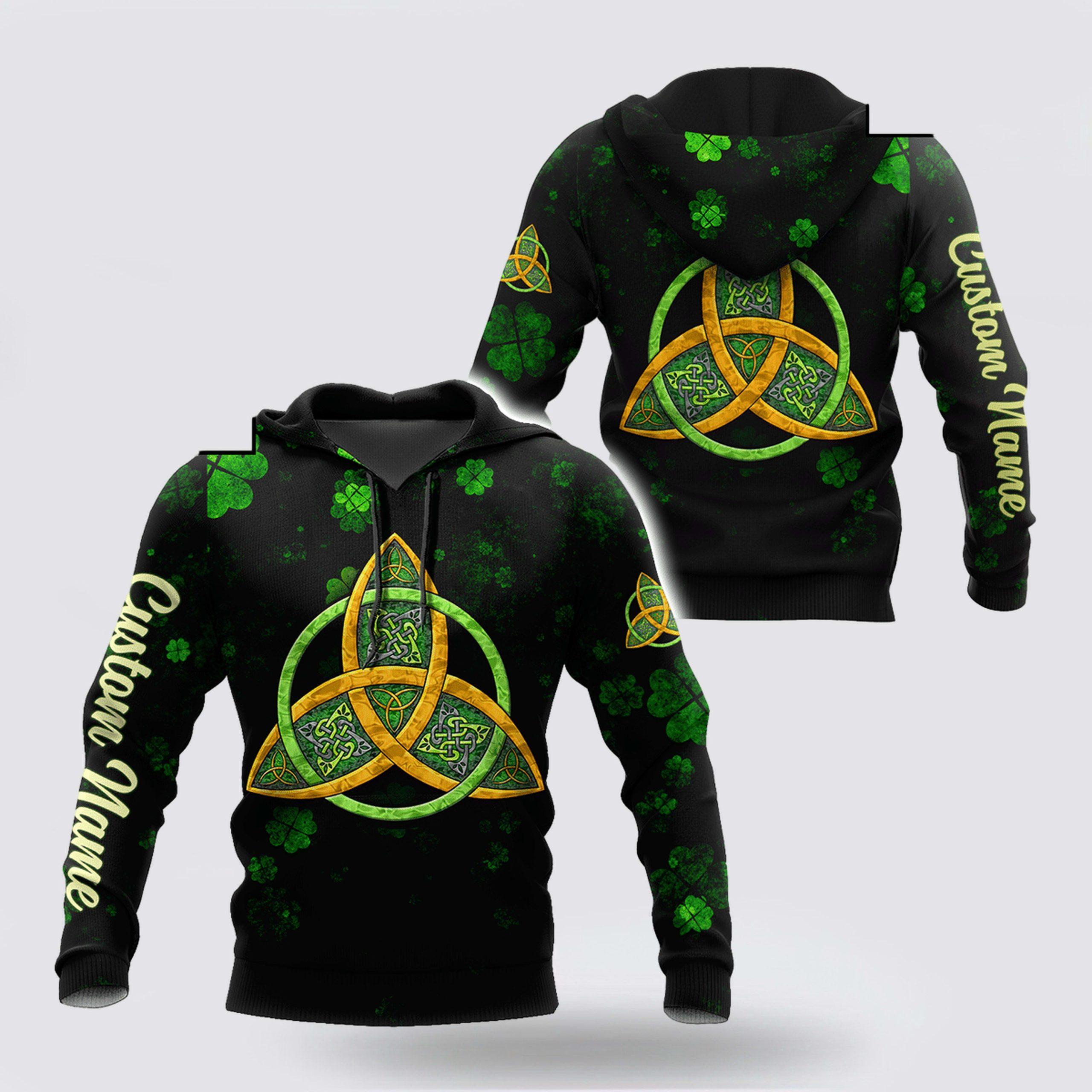 St Patrick’s Day Hoodie, Irish St Patricks Day Celtic 3D Hoodie Shirt For Men And Women Custom Name, St Patricks Day Shirts