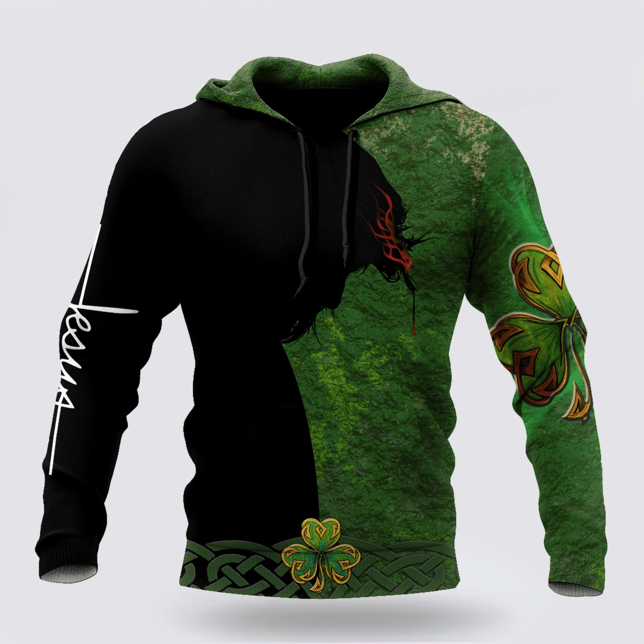 St Patrick’s Day Hoodie, Jesus Irish Saint Patrick Day 3D All Over Printed Unisex Shirt Hoodie, St Patricks Day Shirts