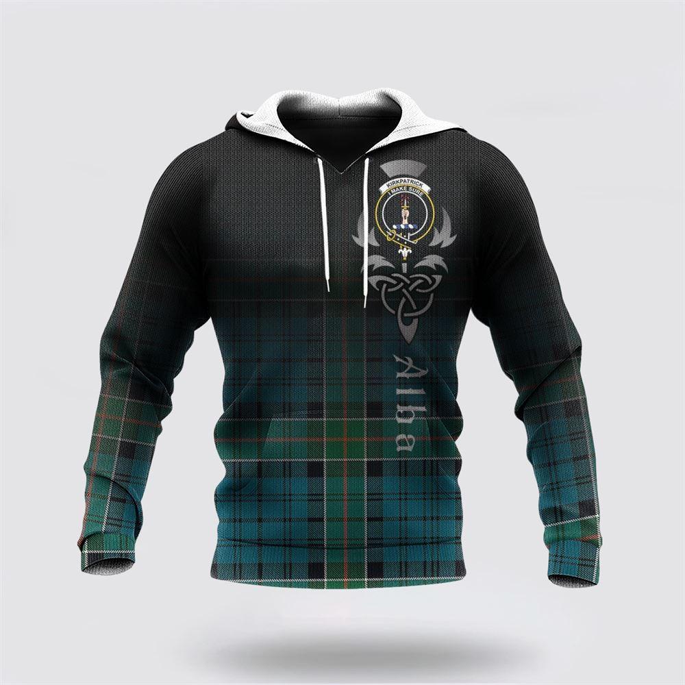 St Patrick’s Day Hoodie, Kirkpatrick Clan Tartan Hoodie, Family Crest Pullover Hoodie Alba Celtic, St Patricks Day Shirts
