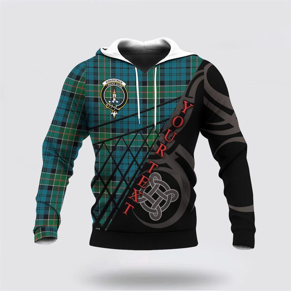 St Patrick’s Day Hoodie, Kirkpatrick Hoodie, Family Crest Tartan Hoodie For Men Custom Celtic Symbol, St Patricks Day Shirts