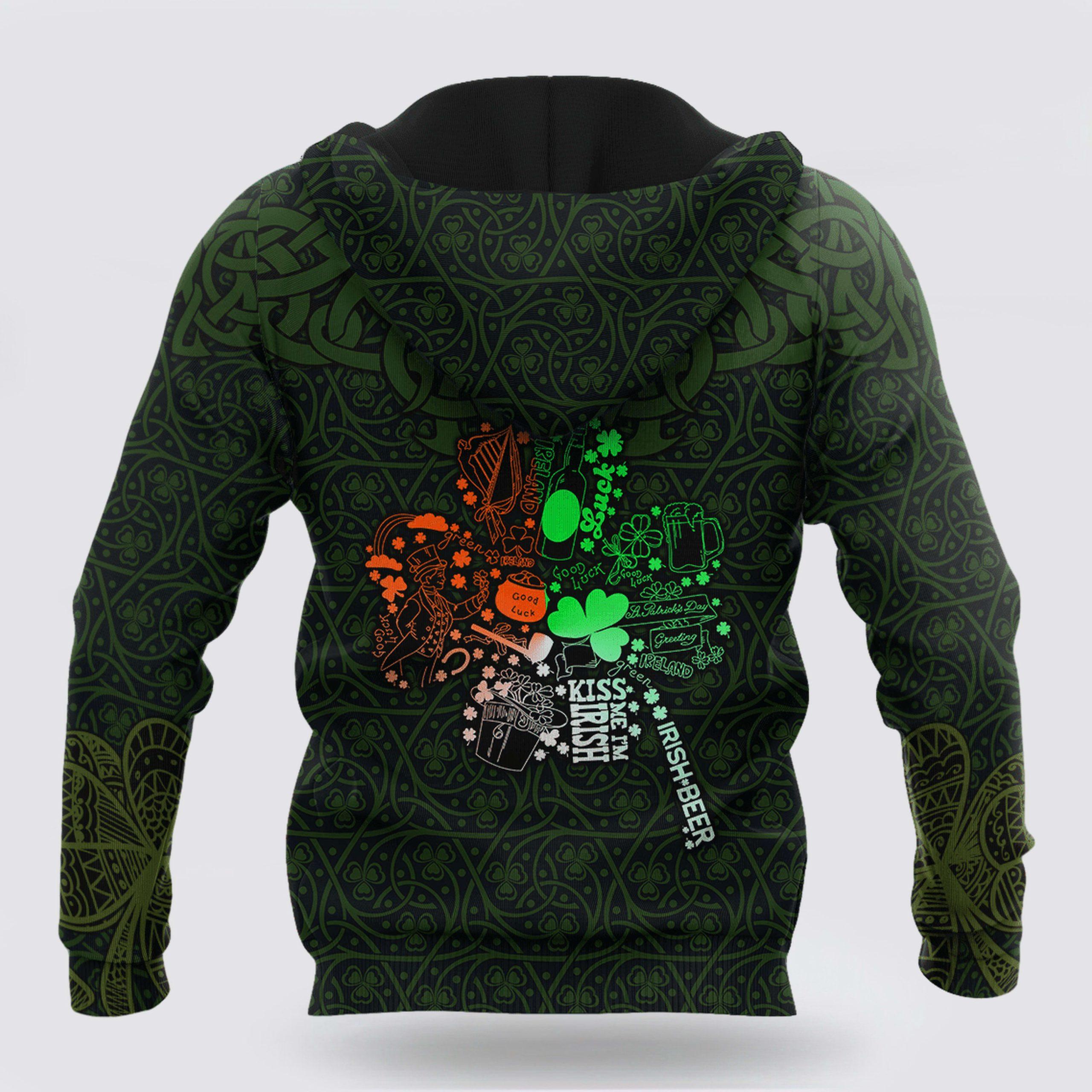 St Patrick’s Day Hoodie, Premium Irish St Patricks Drink Beer And Shamrock 3D All Over Printed Hoodie, St Patricks Day Shirts