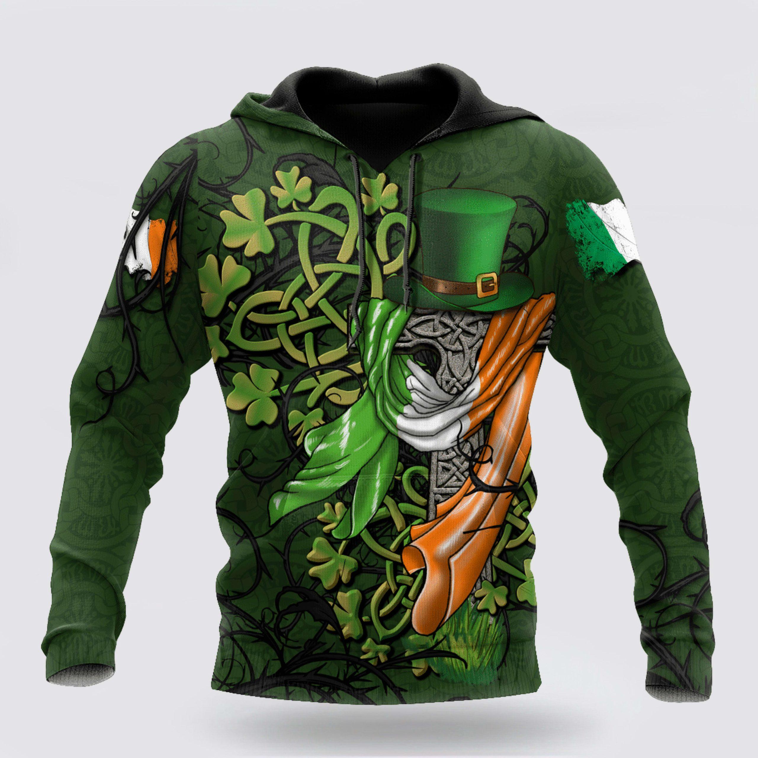St Patrick’s Day Hoodie, Premium Unisex Hoodie Irish St Patricks Celtic Cross And Ireland Flag, St Patricks Day Shirts St Patrick’s Day Hoodie, Premium Unisex Hoodie Irish St Patricks Celtic Cross And Ireland Flag, St Patricks Day Shirts