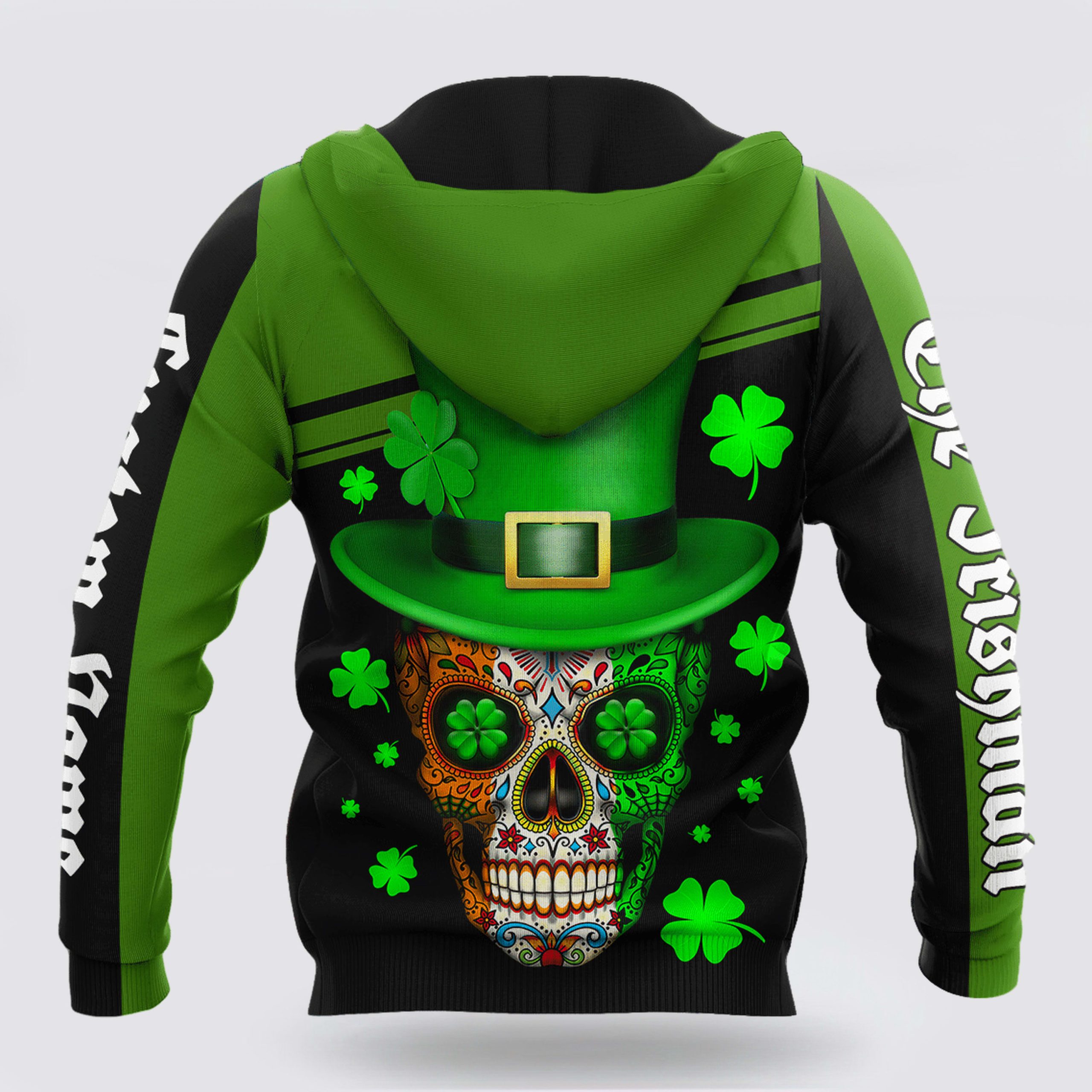 St Patrick’s Day Hoodie, Skull Irish St Patrick Day Unisex Shirts Custom name, St Patricks Day Shirts