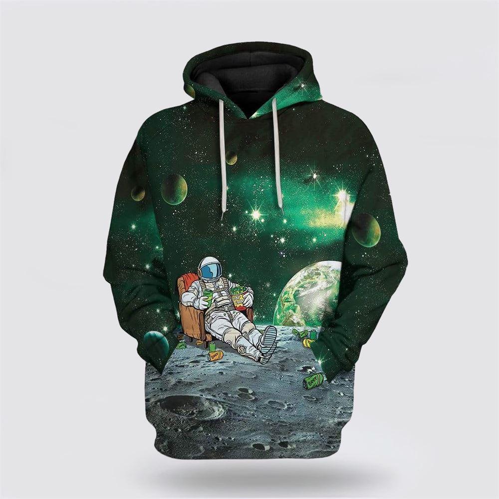 St Patrick’s Day Hoodie, St Patrick’s Day Astronaut Drinking Beer Custom Hoodie Apparel, St Patricks Day Shirts