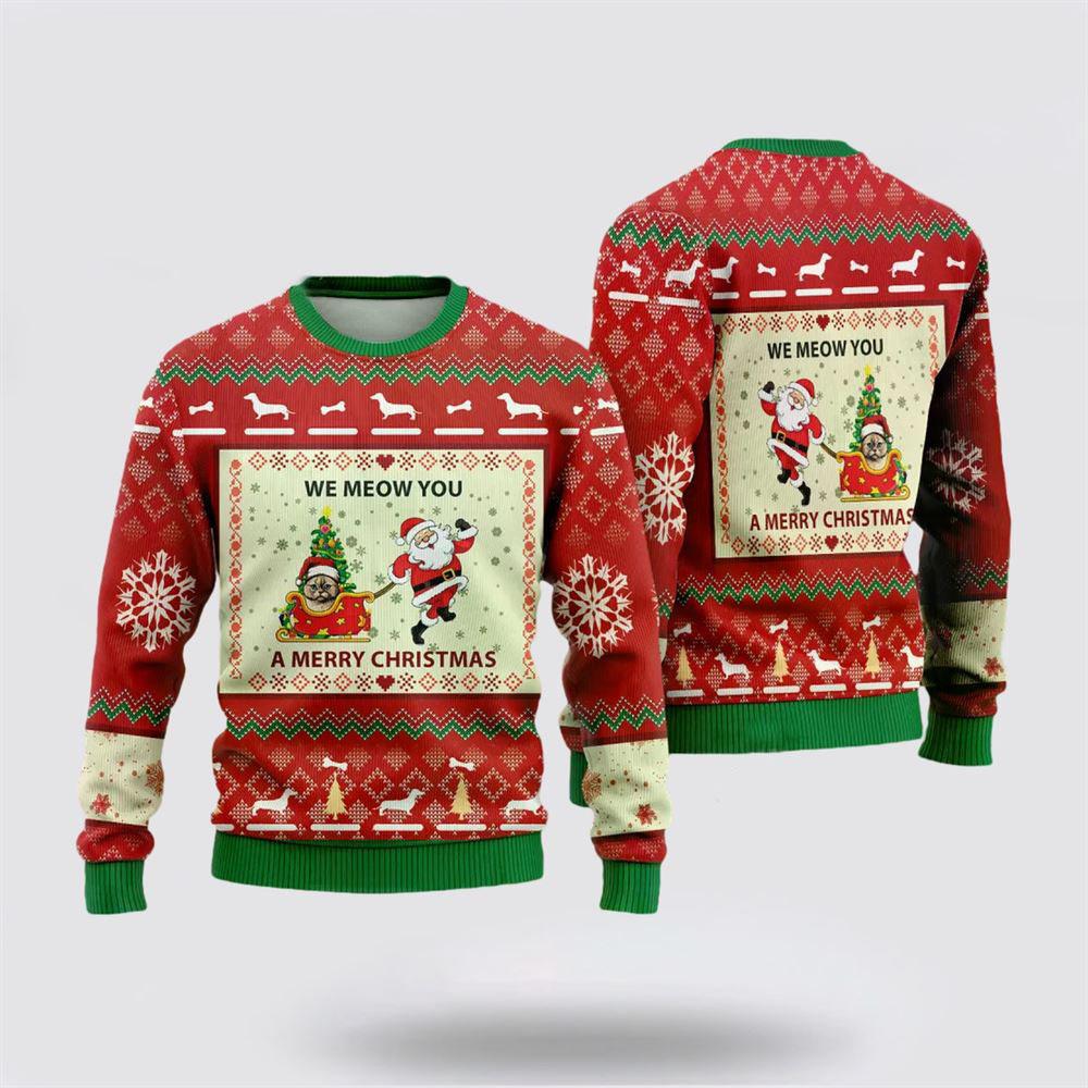 Ugly Christmas Cat Sweater, Munchkin Cat Ugly Christmas Sweaters, Cat Sweater Xmas, Cute Cat Sweater