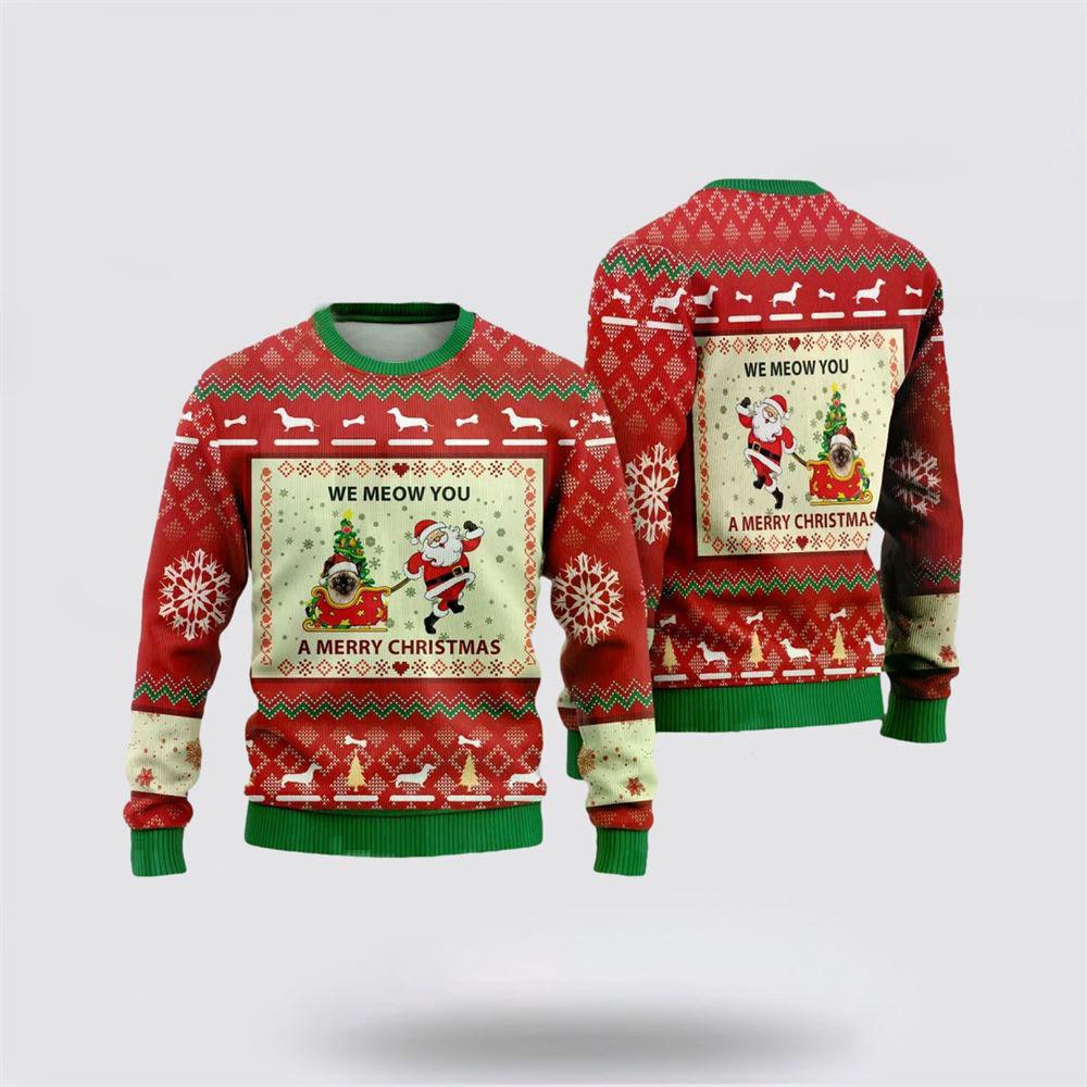 Ugly Christmas Cat Sweater, Siamese Cat Ugly Christmas Sweaters, Cat Sweater Xmas, Cute Cat Sweater