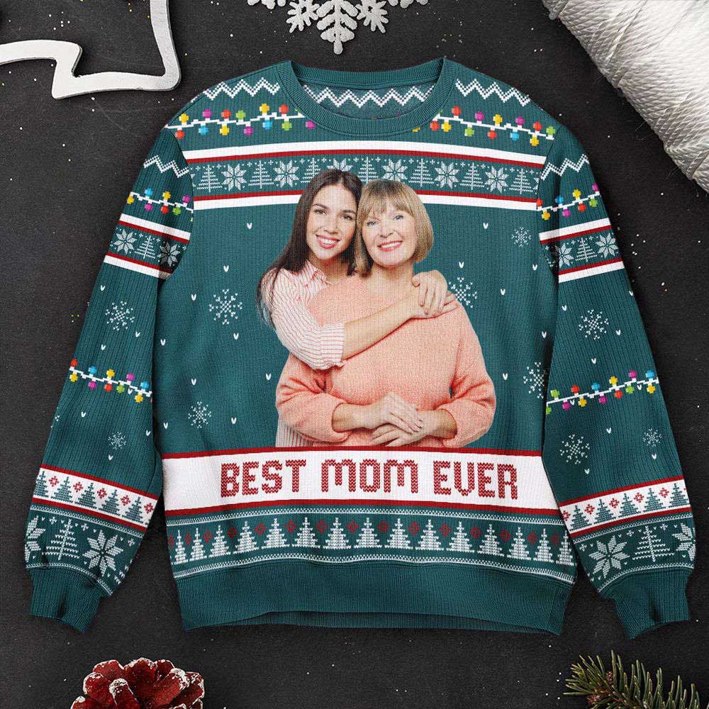 Ugly Christmas Sweater, Best Mom Ever Custom Photo Gift For Mom Grandma, Personalized Photo Ugly Sweater, Best Ugly Christmas Sweater Ugly Christmas Sweater, Best Mom Ever Custom Photo Gift For Mom Grandma, Personalized Photo Ugly Sweater, Best Ugly Christmas Sweater