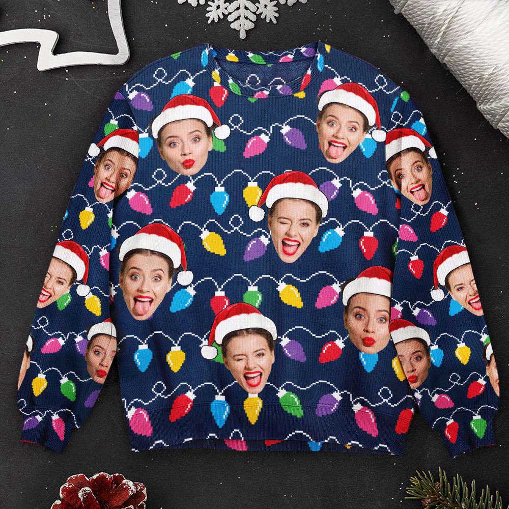 Ugly Christmas Sweater, Custom Face Xmas Leds Funny Christmas , Personalized Photo Ugly Sweater, Best Ugly Christmas Sweater
