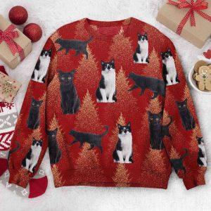 Ugly Christmas Sweater, Custom Photo Black Cats&hellip;