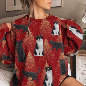 Ugly Christmas Sweater, Custom Photo Black Cats&hellip;