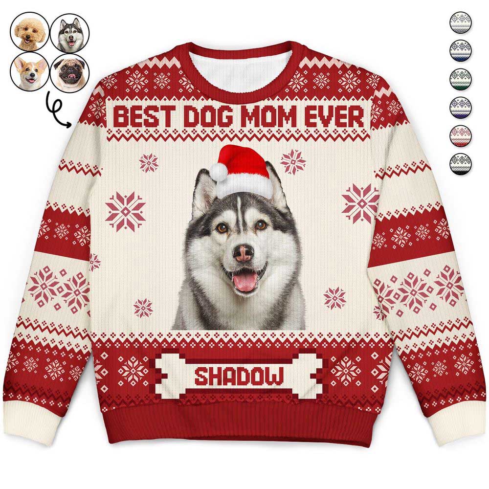 Ugly Christmas Sweater, Custom Photo Funny Pet Face Best Dog Mom Ever, Personalized Ugly Sweater For Dog Lovers, Best Ugly Christmas Sweater Ugly Christmas Sweater, Custom Photo Funny Pet Face Best Dog Mom Ever, Personalized Ugly Sweater For Dog Lovers, Best Ugly Christmas Sweater