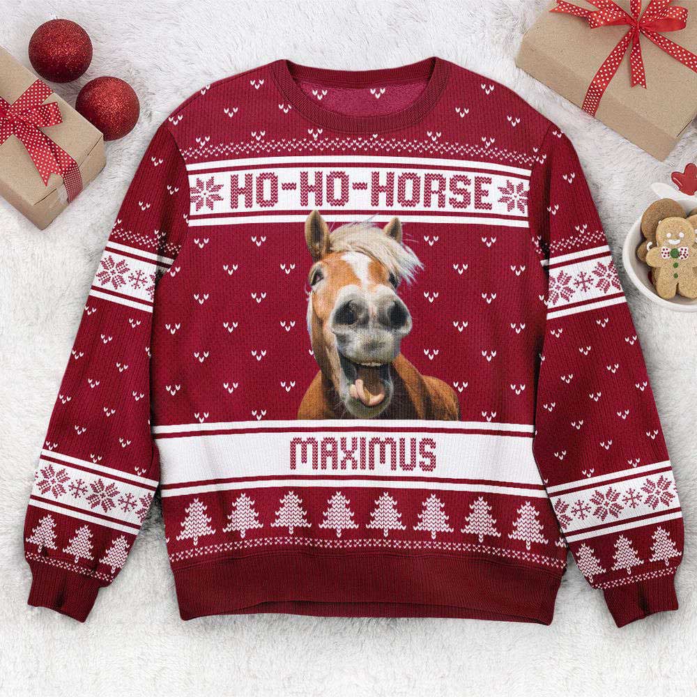 Ugly Christmas Sweater, Ho-Ho-Horse, Personalized Ugly Sweater, Best Ugly Christmas Sweater