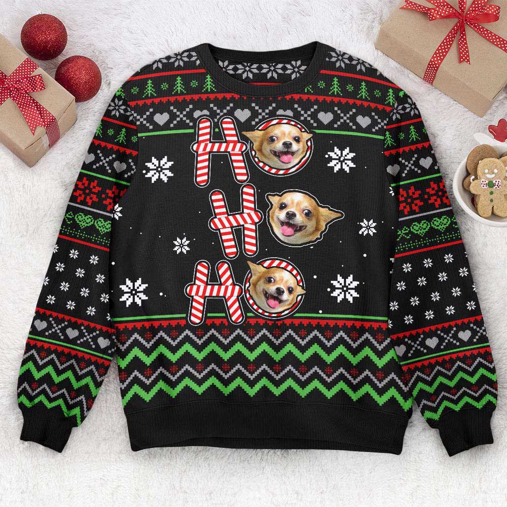 Ugly Christmas Sweater, Ho Ho Ho, Personalized Photo Ugly Sweater, Best Ugly Christmas Sweater