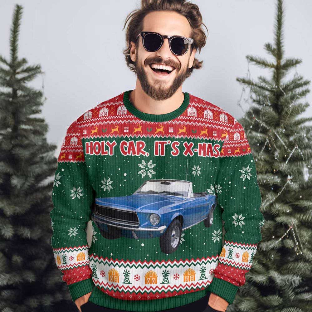 Ugly Christmas Sweater, Holy Car, It’S X-Mas, Personalized Photo Ugly Sweater, Best Ugly Christmas Sweater
