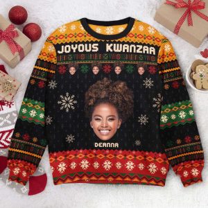Ugly Christmas Sweater, Joyous Kwanzaa, Personalized Photo&hellip;