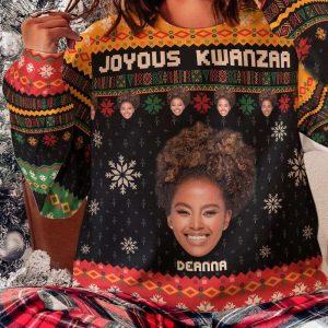 Ugly Christmas Sweater, Joyous Kwanzaa, Personalized Photo&hellip;