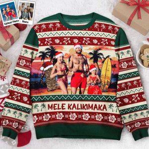 Ugly Christmas Sweater, Mele Kalikimaka, Personalized Photo&hellip;