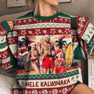 Ugly Christmas Sweater, Mele Kalikimaka, Personalized Photo&hellip;