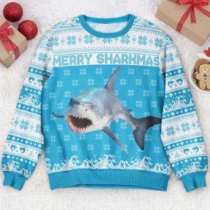 Ugly Christmas Sweater, Merry Sharkmas, Personalized Photo&hellip;