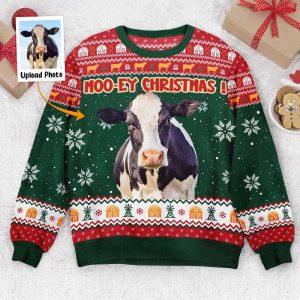 Ugly Christmas Sweater, Moo-Ey Christmas, Personalized Photo&hellip;