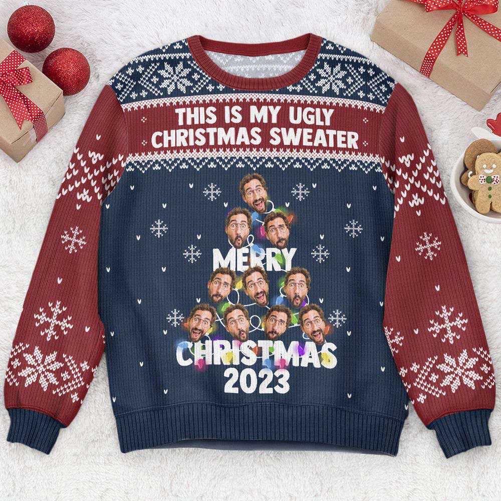 Ugly Christmas Sweater, This Is My Ugly Sweater, Christmas Tree, Personalized Photo Ugly Sweater, Best Ugly Christmas Sweater