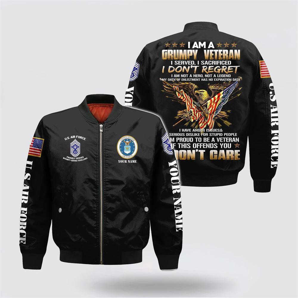 Us Air Force Bomber Jacket, Personalized Name Rank US Air Force I Am A Grumpy Veteran Bomber Jacket, Veteran Bomber Jacket Us Air Force Bomber Jacket, Personalized Name Rank US Air Force I Am A Grumpy Veteran Bomber Jacket, Veteran Bomber Jacket