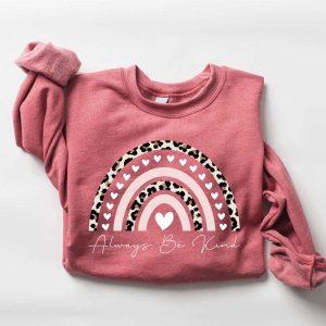 Valentines Sweatshirt Always Be Kind Sweatshirt Teacher Sweatshirt Leopard Heart Shirt Womens Valentines Sweatshirt 3 weo4r1.jpg