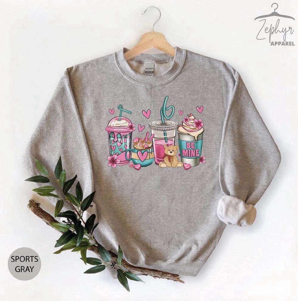Valentines Sweatshirt, Be Mine Valentine Sweatshirt, Coffee Valentine Sweatshirt, Womens Valentines Sweatshirt