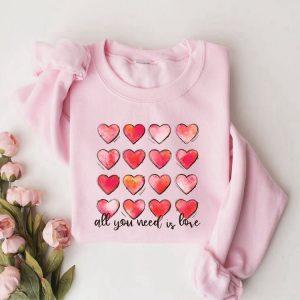 Valentines Sweatshirt, Cute Hearts Sweatshirt, Womens Valentines Sweatshirt, Retro Sweatshirt, Womens Valentines Sweatshirt