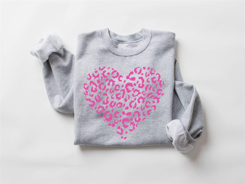 Valentines Sweatshirt, Leopard Heart Sweatshirt, Love Sweatshirt, Valentines Sweatshirt, Womens Valentines Sweatshirt