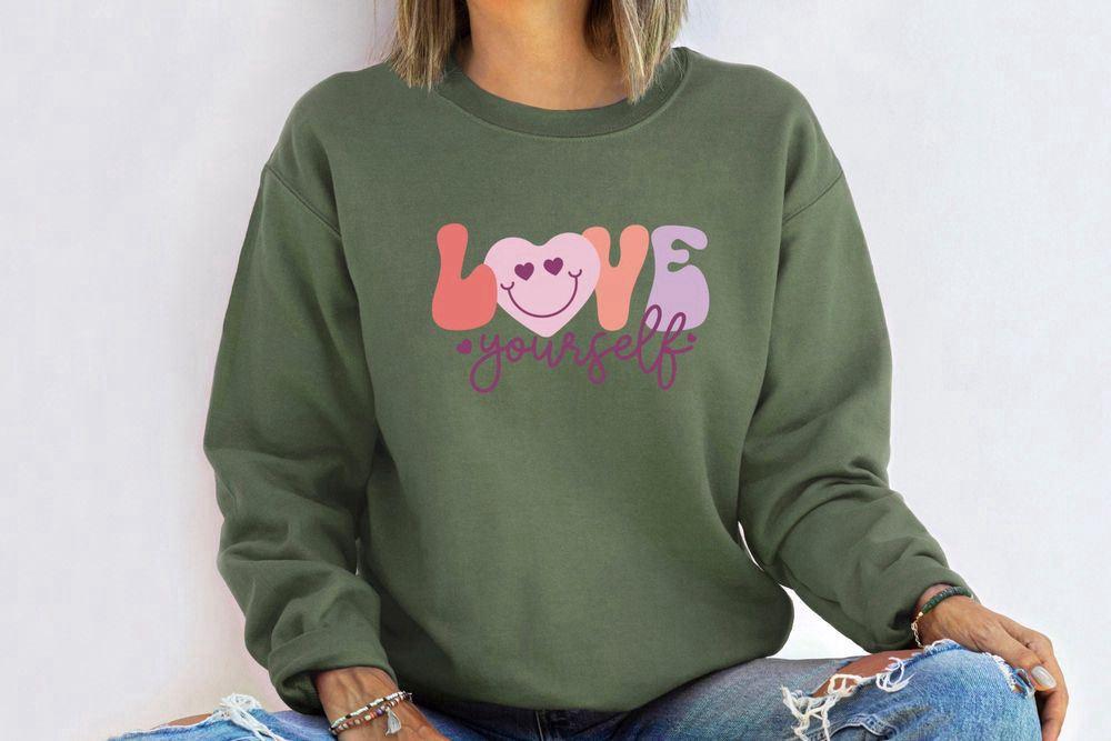 Valentines Sweatshirt, Love Yourself Sweatshirt, Valentines Sweatshirt, Crewneck Sweatshirt, Womens Valentines Sweatshirt