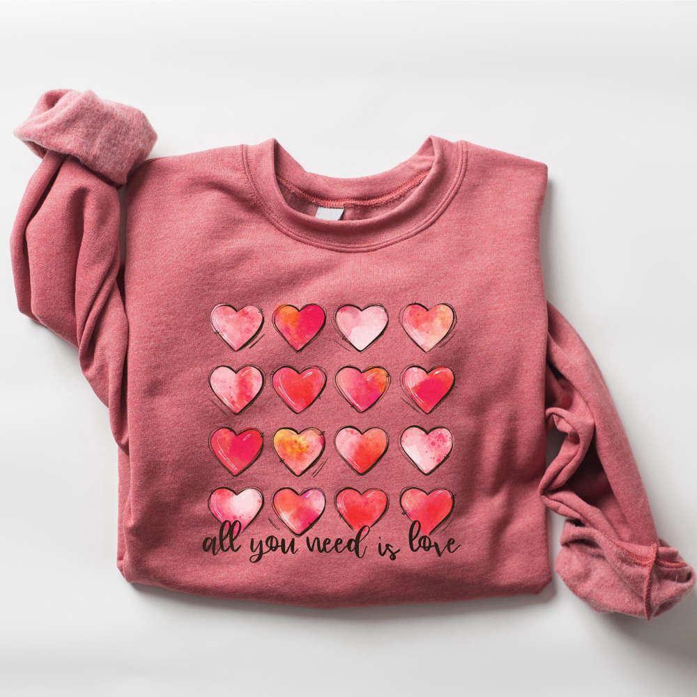 Valentines Sweatshirt, Retro Heart Valentines Sweatshirt, Womens Valentine Sweatshirt, Womens Valentines Sweatshirt