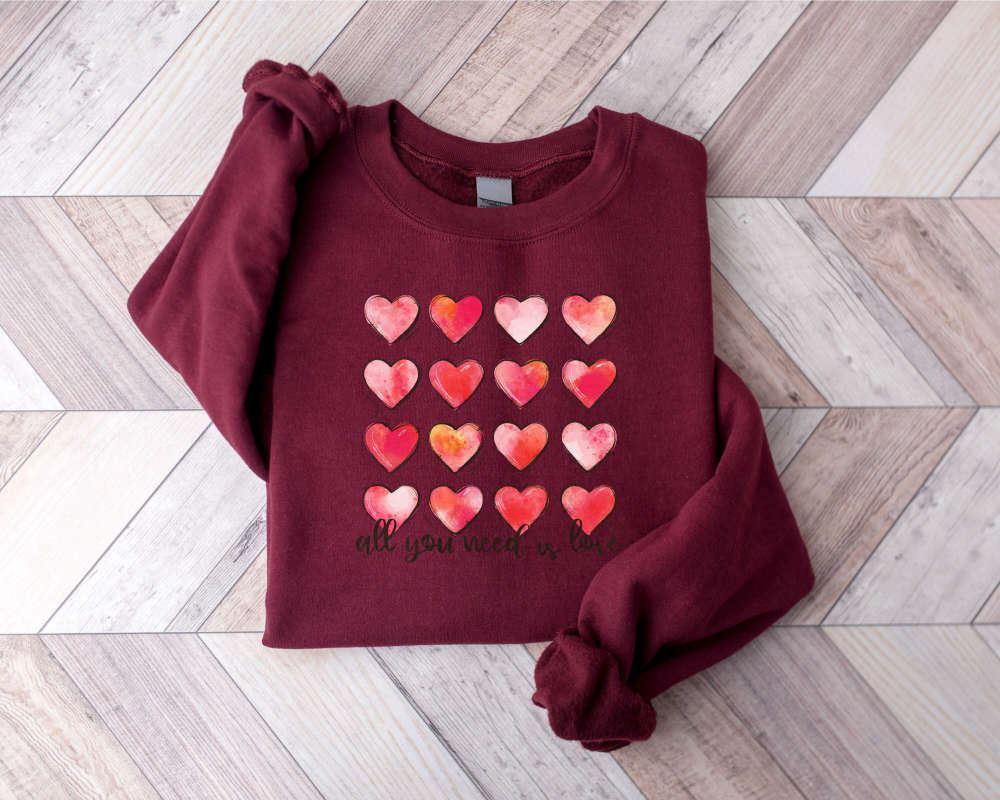 Valentines Sweatshirt, Retro Heart Valentines Sweatshirt, Womens Valentine Sweatshirt, Womens Valentines Sweatshirt
