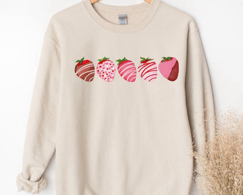 Valentines Sweatshirt, Valentines Day Sweatshirt, Chocolate Covered Strawberries Sweatshirt, Womens Valentines Sweatshirt