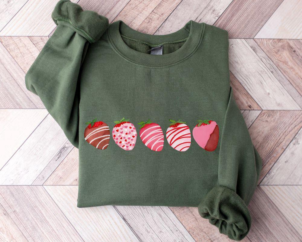 Valentines Sweatshirt, Valentines Day Sweatshirt, Chocolate Covered Strawberries Sweatshirt, Womens Valentines Sweatshirt